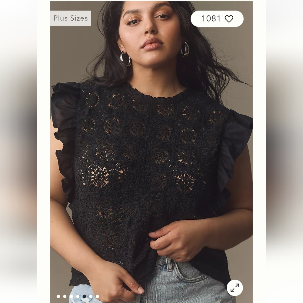 Flat White Crochet Ruffle Top